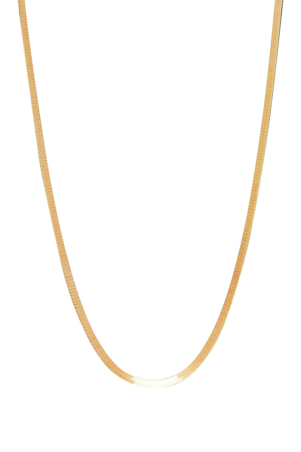 Product shot of the Herringbone Yellow Gold Necklace in colour Gold (Metallics), detail