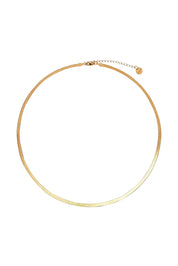 Product shot of the Herringbone Yellow Gold Necklace in colour Gold (Metallics), from the front