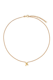 Product shot of the Bisous Yellow Gold Necklace in colour Gold (Metallics), from the front