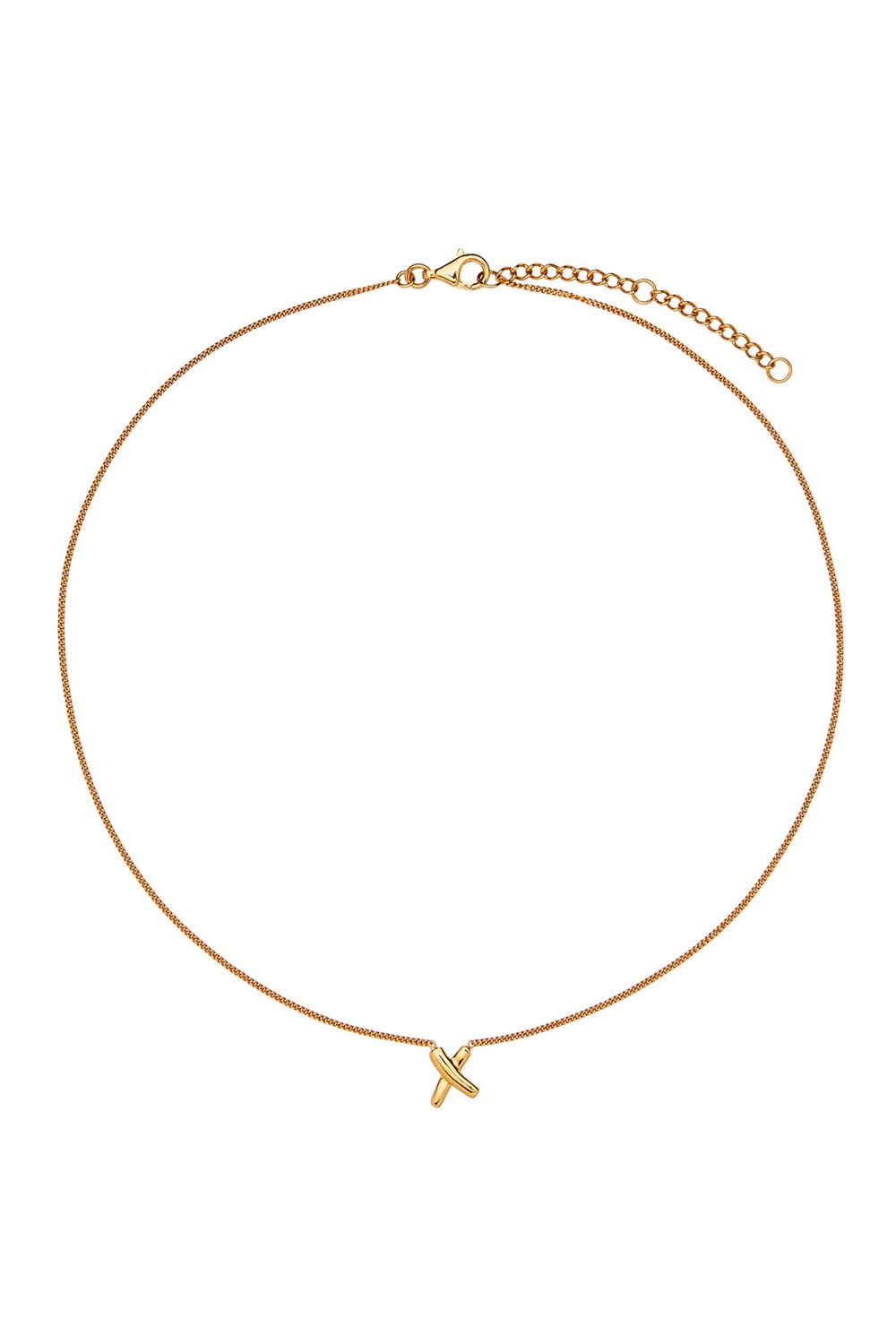Product shot of the Bisous Yellow Gold Necklace in colour Gold (Metallics), from the front
