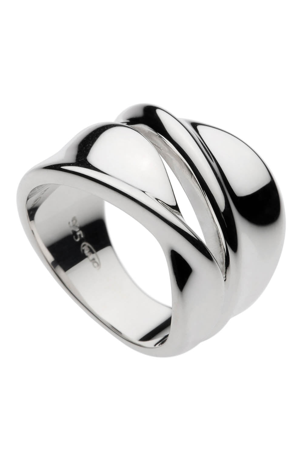 Product shot of the Somersault Sterling Silver Ring in colour Silver (Metallics), from the front