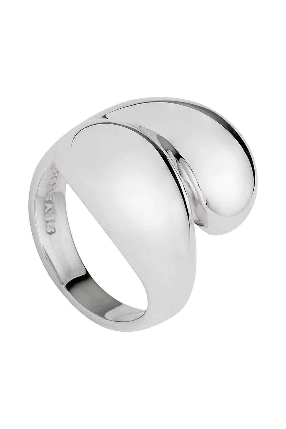 Product shot of the Waterfall Ring in colour Silver (Metallics), from the front