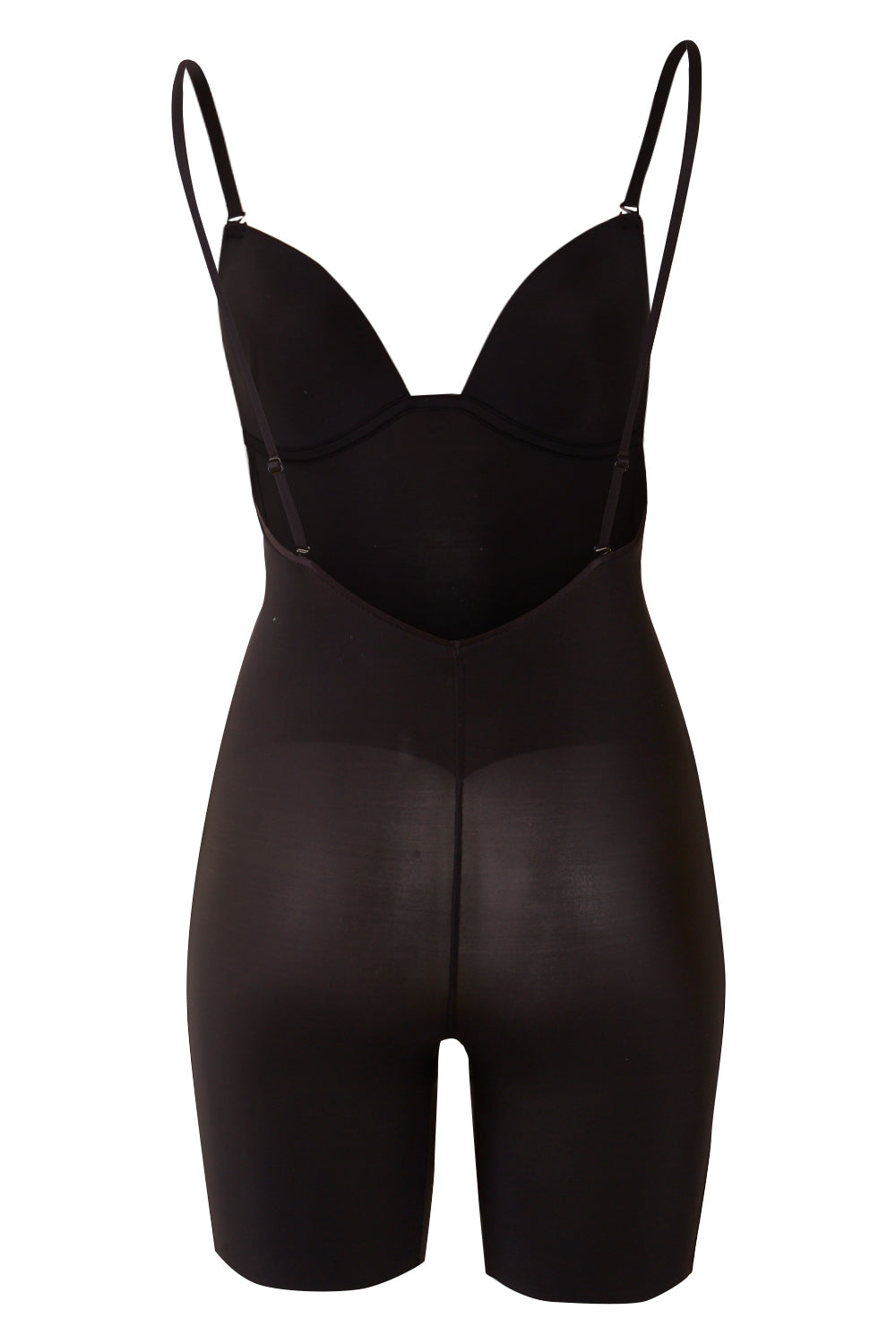 Product shot of the Body Define Backless Jumpsuit in colour Black (Black), from the back
