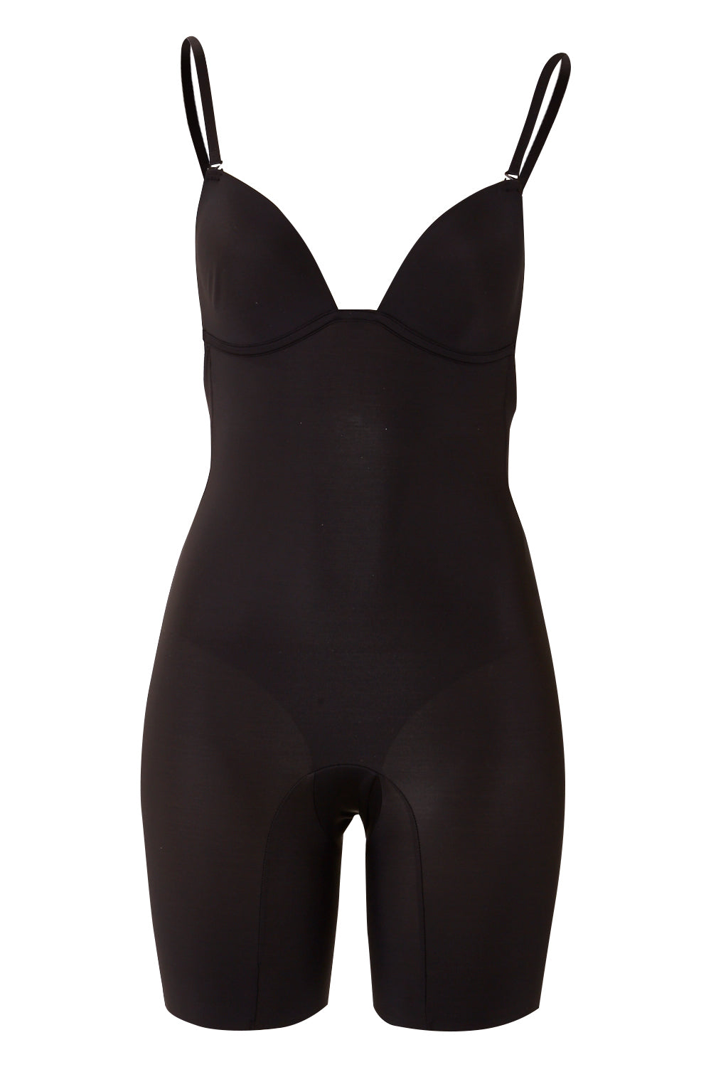 Product shot of the Body Define Backless Jumpsuit in colour Black (Black), from the front