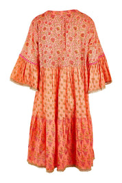 Product shot of the Belmont Dress in colour Coralpatch (Pink), from the back