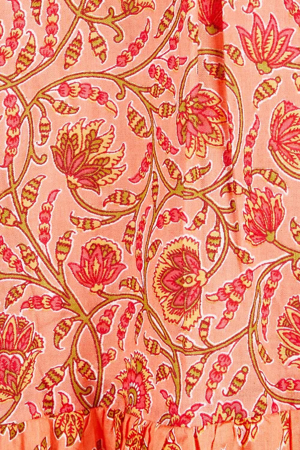 Product shot of the Belmont Dress in colour Coralpatch (Pink), detail