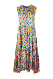 Product shot of the Mabel Maxi in colour Jungle (Pink), from the front