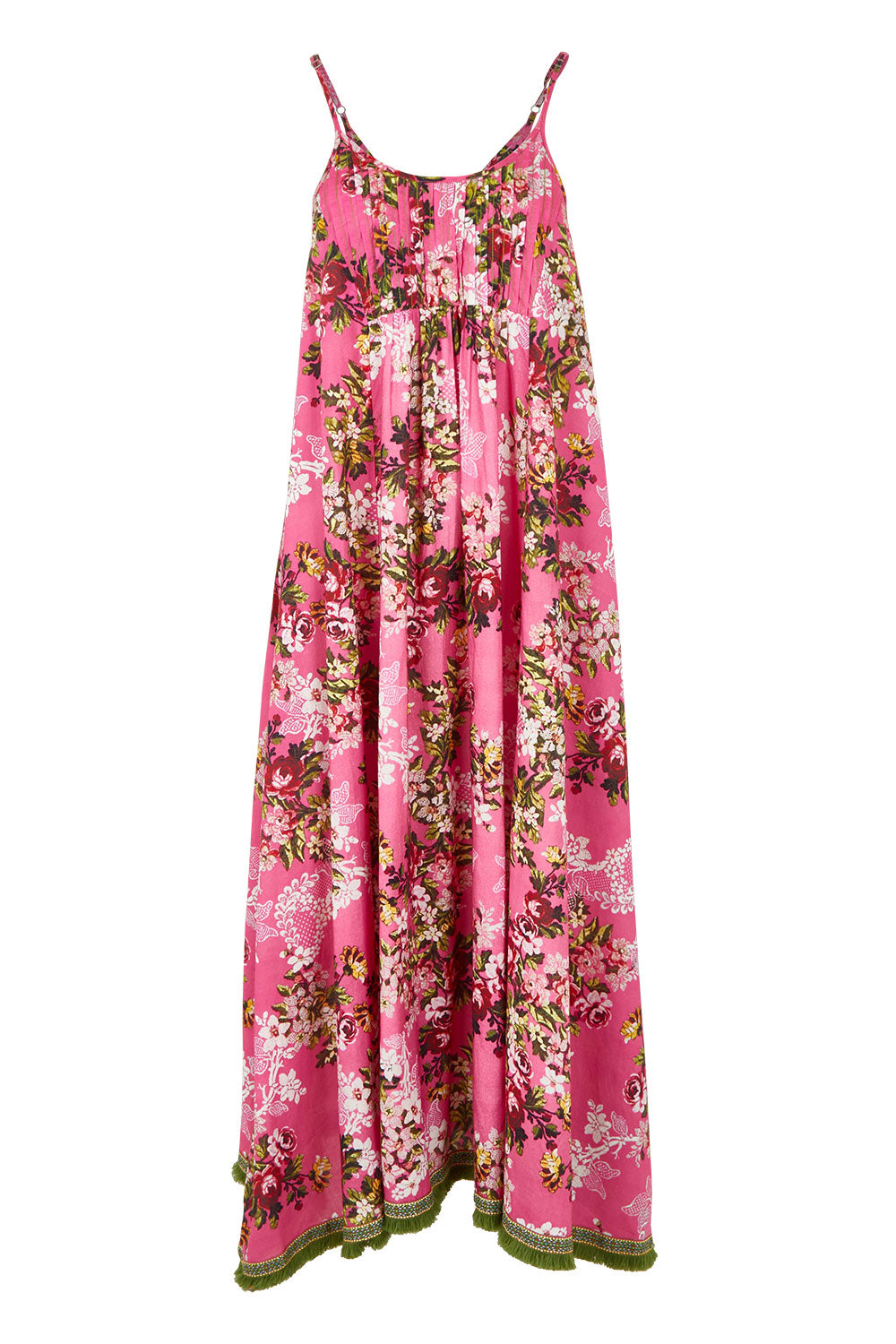 Product shot of the Astrid Cotton Dress in colour Folly (Pink), from the front