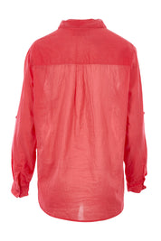Product shot of the Marina Shirt in colour Watermelon (Pink), from the back