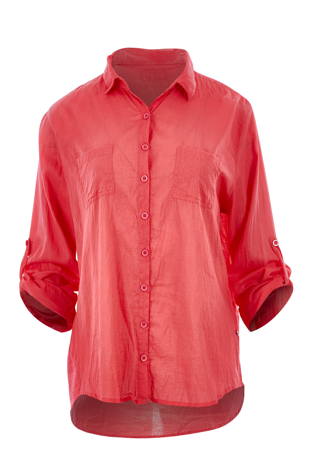 Product shot of the Marina Shirt in colour Watermelon (Pink), detail