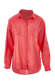 Product shot of the Marina Shirt in colour Watermelon (Pink), from the front