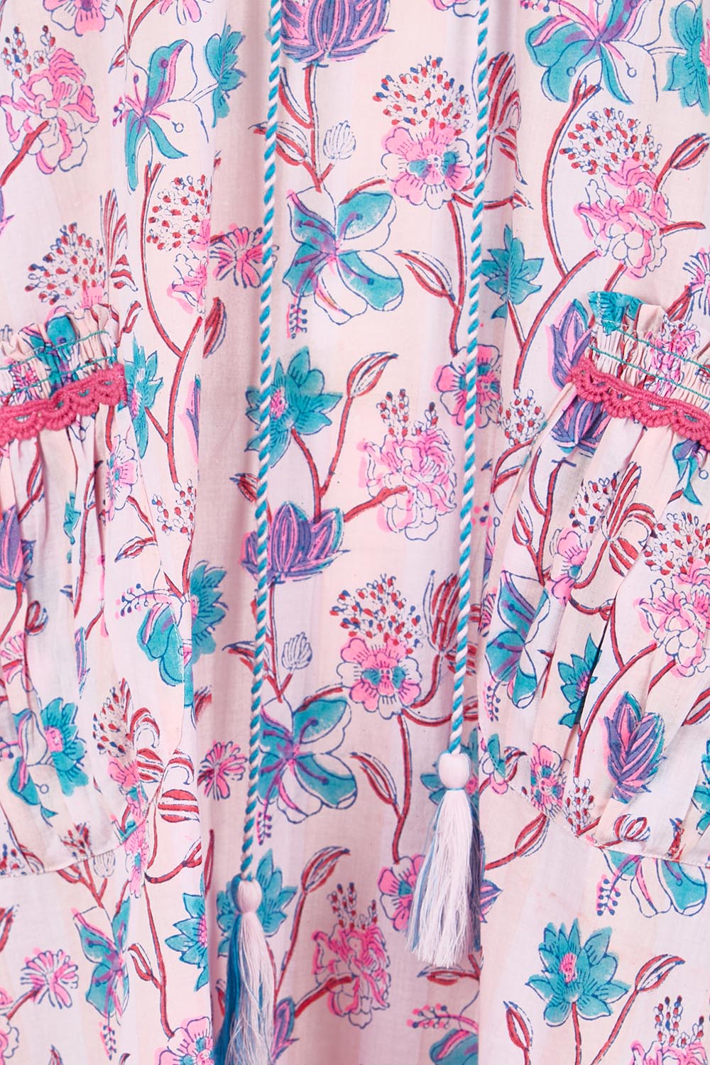 Product shot of the Epson Cotton Maxi Dress – Cupcake in colour Cupcake, showing detail