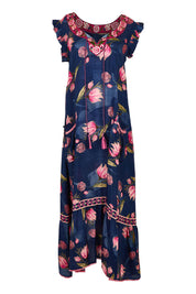 Product shot of the Epson Maxi Dress in colour Frolic (Blue), from the front