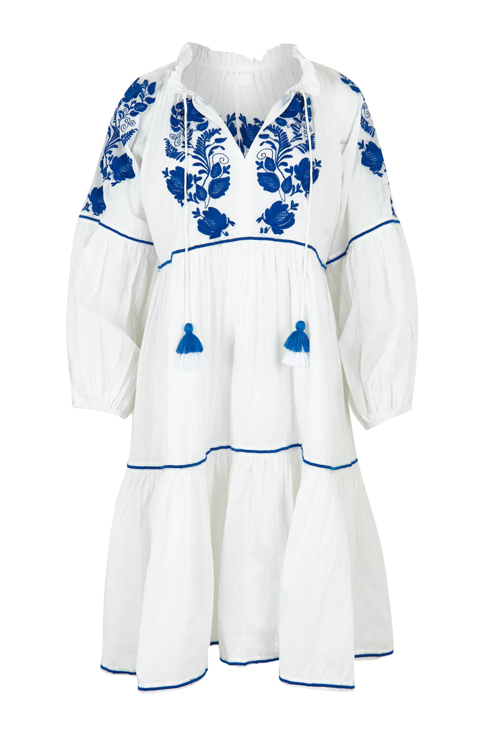 Product shot of the Molly Cotton Dress in colour Elsa (White), from the front