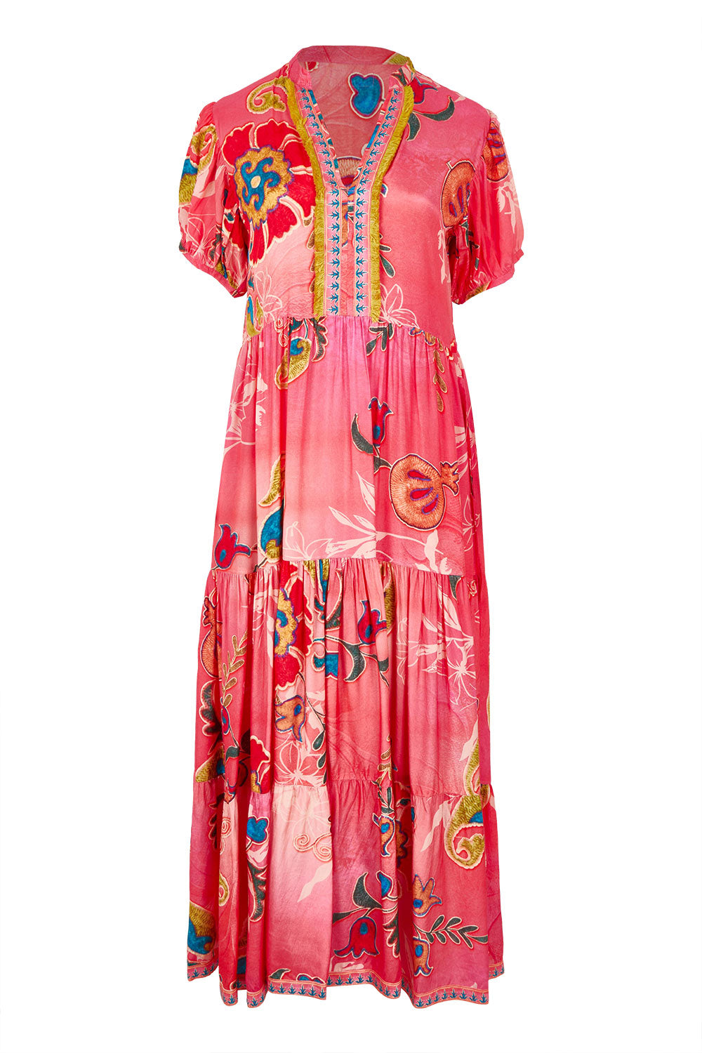Product shot of the Frida Maxi Dress in colour Gloria (Pink), from the front