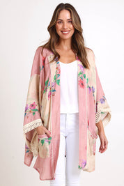 Model Madelinec wearing size 10 of the Rosary Kimono – Rosary in colour Rosary, in a cropped view
