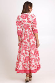 Model Madelinec wearing size 10 of the Leela Cotton Maxi Dress – Jasminewhite in colour Jasminewhite, from the front
