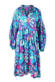 Product shot of the Molly Dress in colour Enigma (Blue), from the front