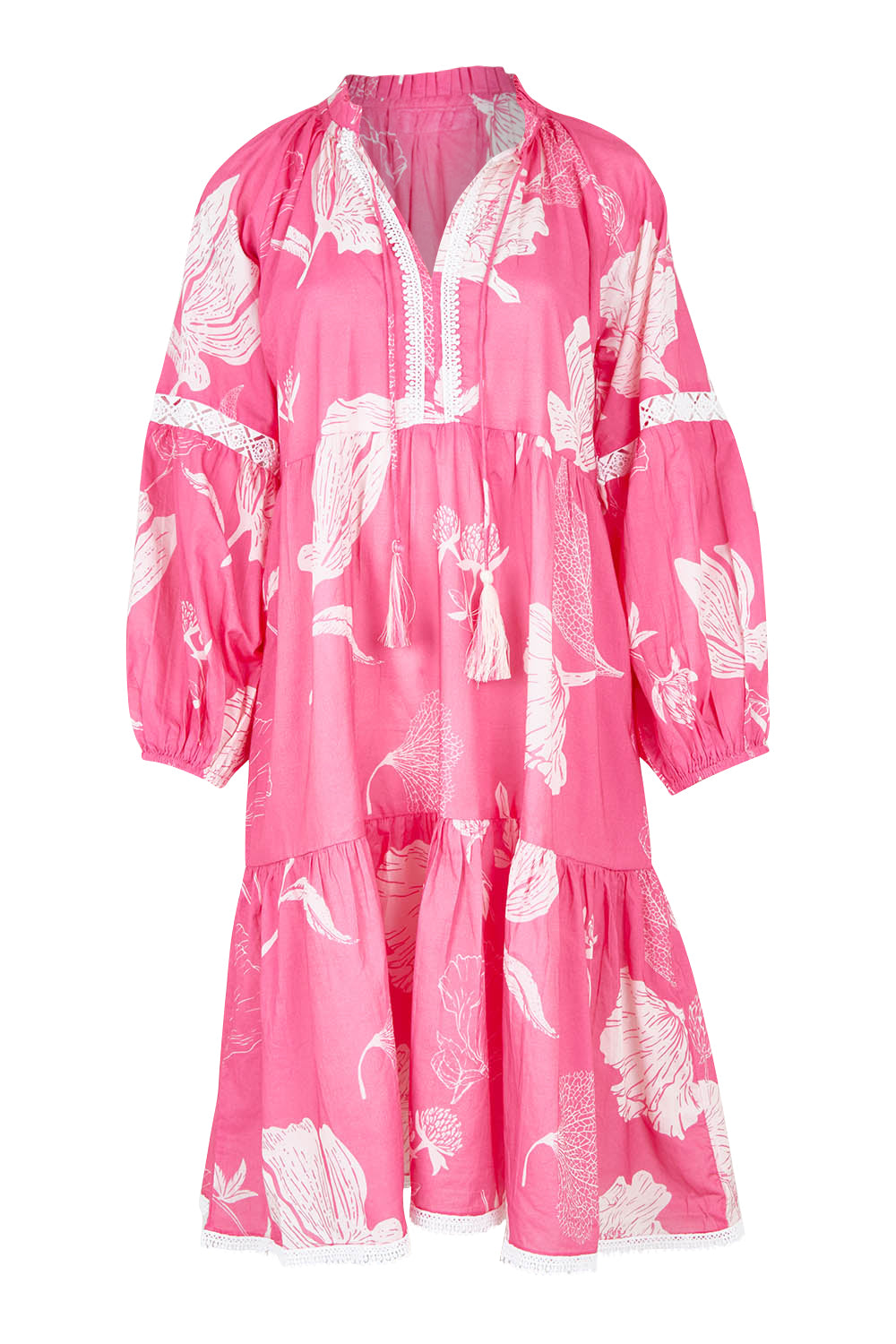 Product shot of the Molly Cotton Dress in colour Petal (Pink), from the front