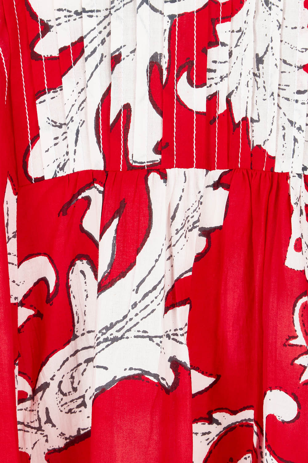 Product shot of the Astrid Cotton Maxi Dress in colour Pompeiired (Red), detail