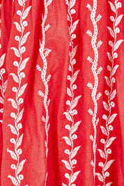 Product shot of the Frida Cotton Maxi Dress in colour Sorrento (Red), detail