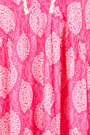 Product shot of the Penny Cotton Dress - Paisley in colour Paisley, showing detail