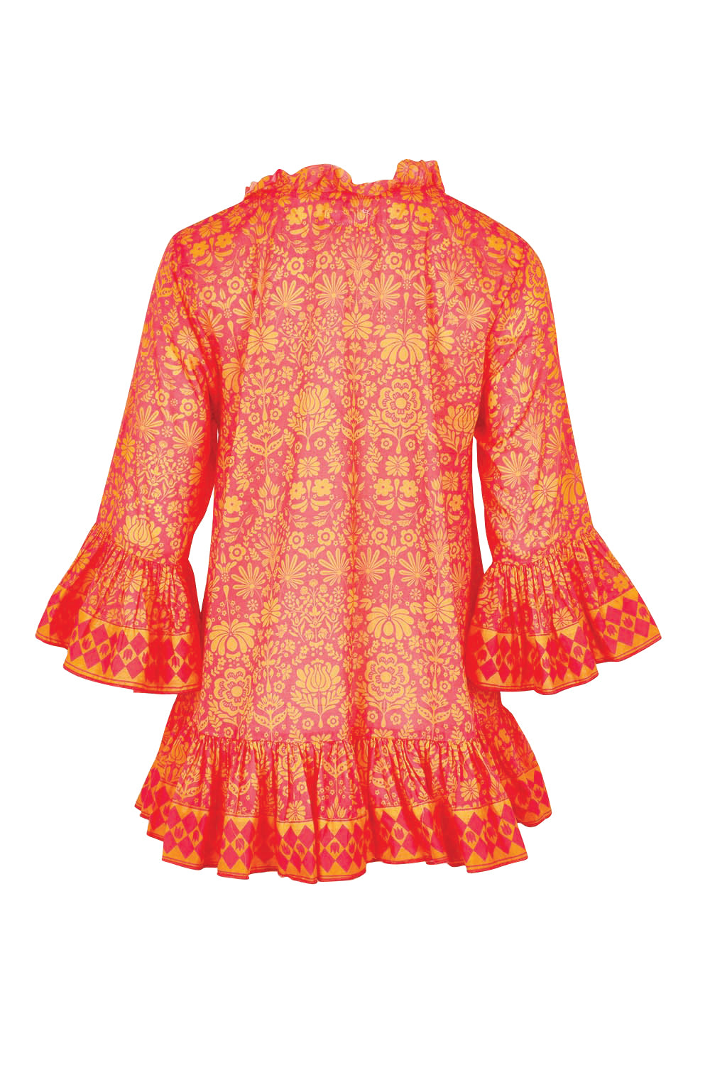 Product shot of the Hacienda Cotton Tunic in colour Majestic (Pink), from the back