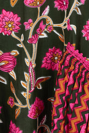 Product shot of the Sao Paulo Cotton Midi Dress in colour Jewel (Green), detail