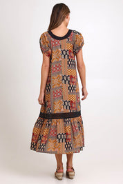 Model Madelinec wearing size 10 of the Sao Paulo Cotton Midi Dress – Mexico in colour Mexico, from the front