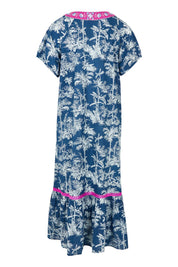 Product shot of the Sao Paulo Cotton Midi Dress in colour Oahu (Blue), from the back