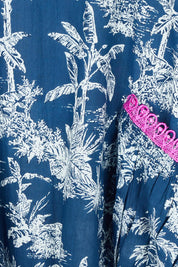 Product shot of the Sao Paulo Cotton Midi Dress in colour Oahu (Blue), detail