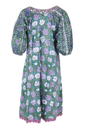 Product shot of the Sao Paulo Cotton Dress – Sweetpea in colour Sweetpea, from the back
