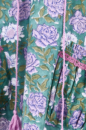 Product shot of the Sao Paulo Cotton Dress – Sweetpea in colour Sweetpea, showing detail