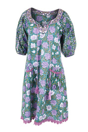 Product shot of the Sao Paulo Cotton Dress – Sweetpea in colour Sweetpea, from the front