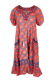 Product shot of the Sao Paulo Cotton Dress – Daisynavy in colour Daisynavy, from the front