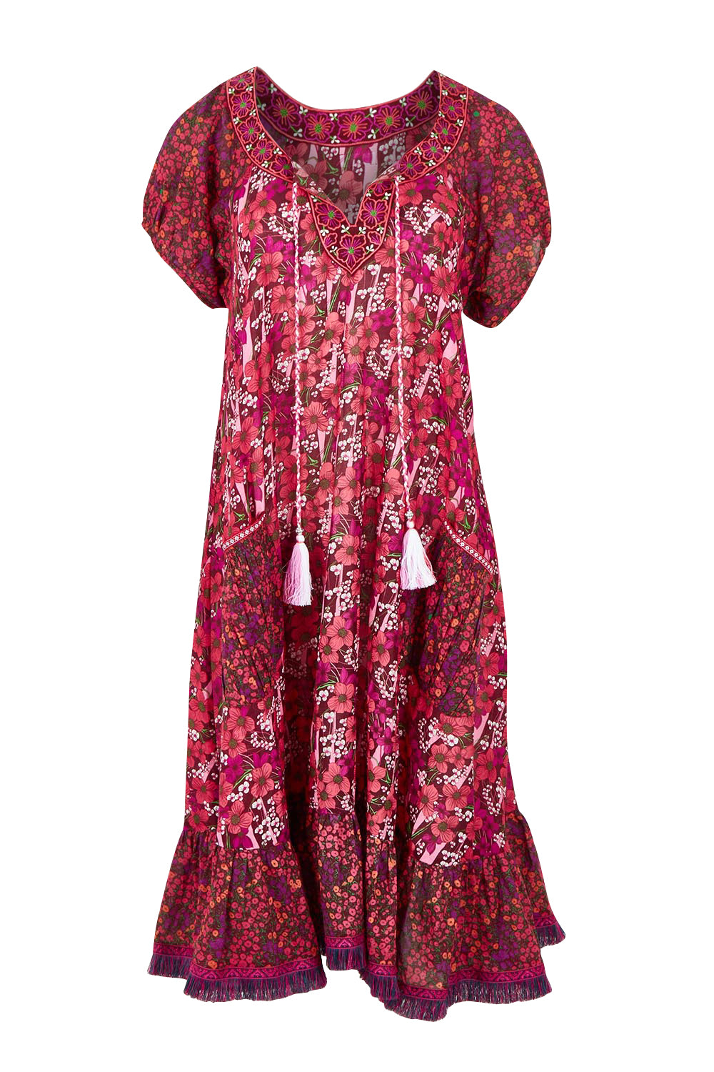 Product shot of the Sao Paulo Cotton Dress in colour Oasispink (Pink), from the front