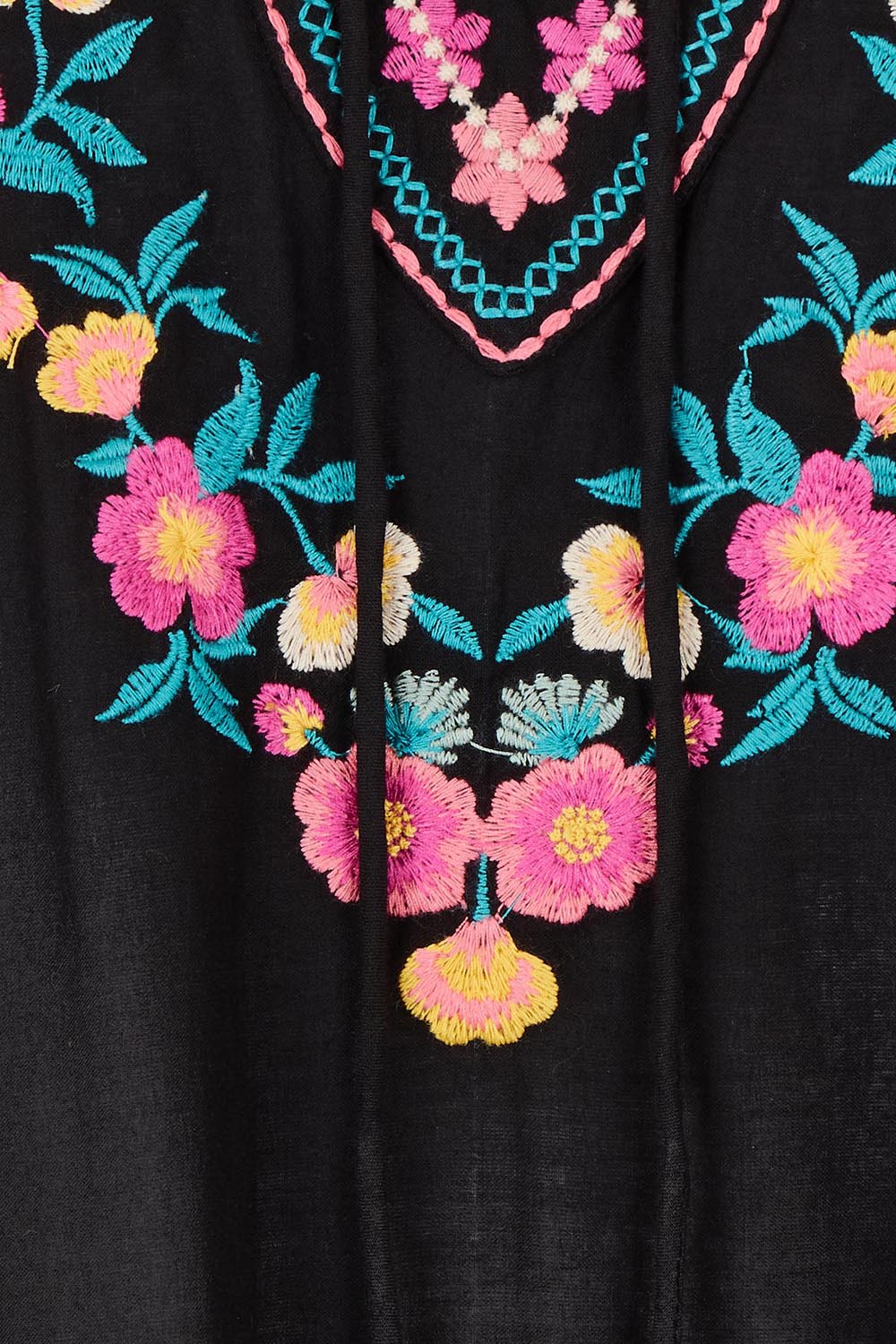 Product shot of the Sao Paulo Cotton Dress in colour Rubyblk (Black), detail