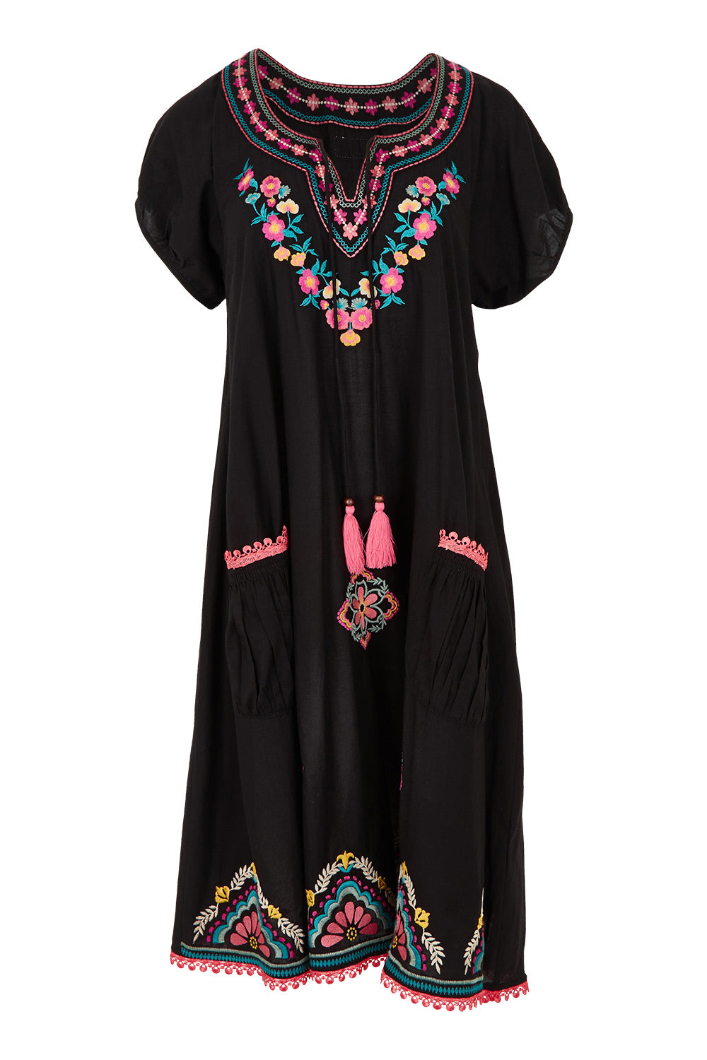 Product shot of the Sao Paulo Cotton Dress in colour Rubyblk (Black), from the front