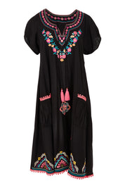 Product shot of the Sao Paulo Cotton Dress in colour Rubyblk (Black), from the front