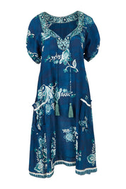 Product shot of the Sao Paulo Dress in colour Selene (Blue), from the front