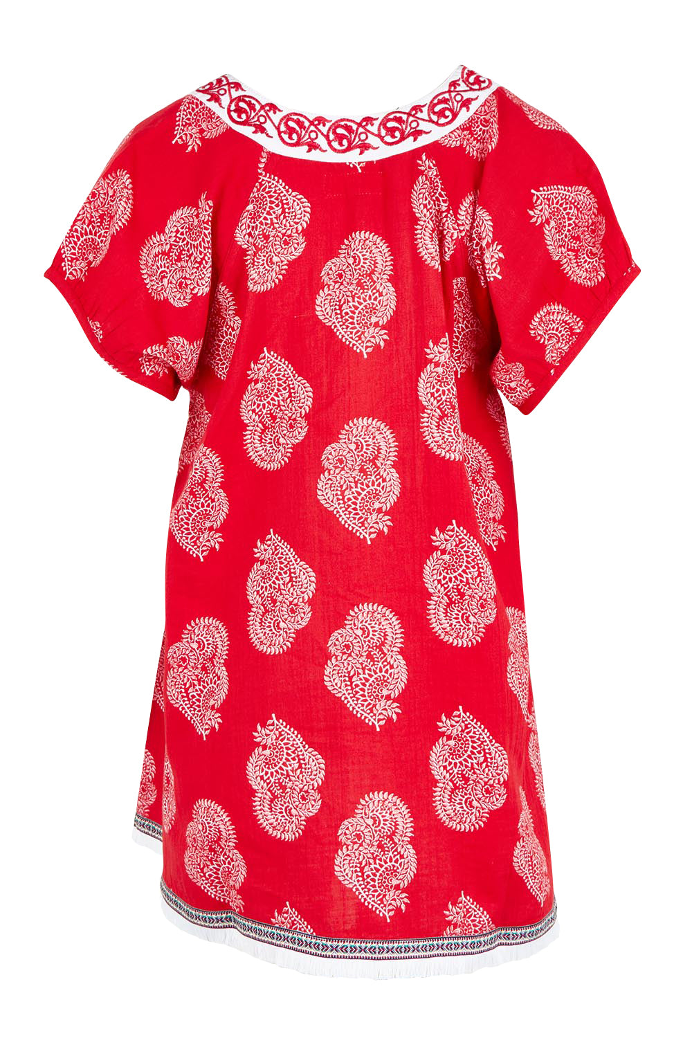 Product shot of the Sao Paulo Cotton Top in colour Paisleyred (Red), from the back
