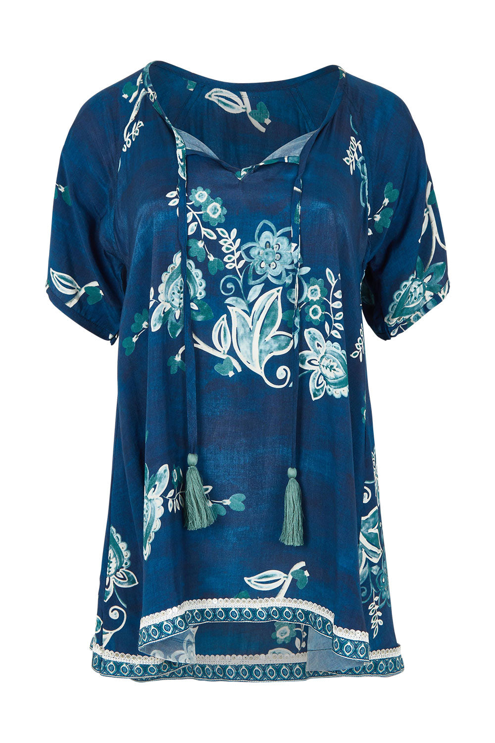 Product shot of the Sao Paulo Top in colour Selene (Blue), from the front