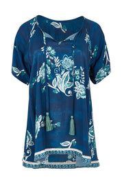 Product shot of the Sao Paulo Top in colour Selene (Blue), from the front