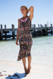 Model Genericm wearing size sample of the Slip Cotton Dress – Gabor in colour Gabor, from the front