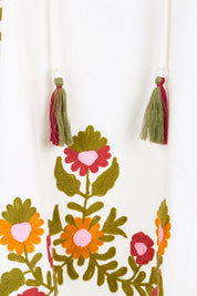 Product shot of the Spell Cotton Dress – Acacia in colour Acacia, showing detail