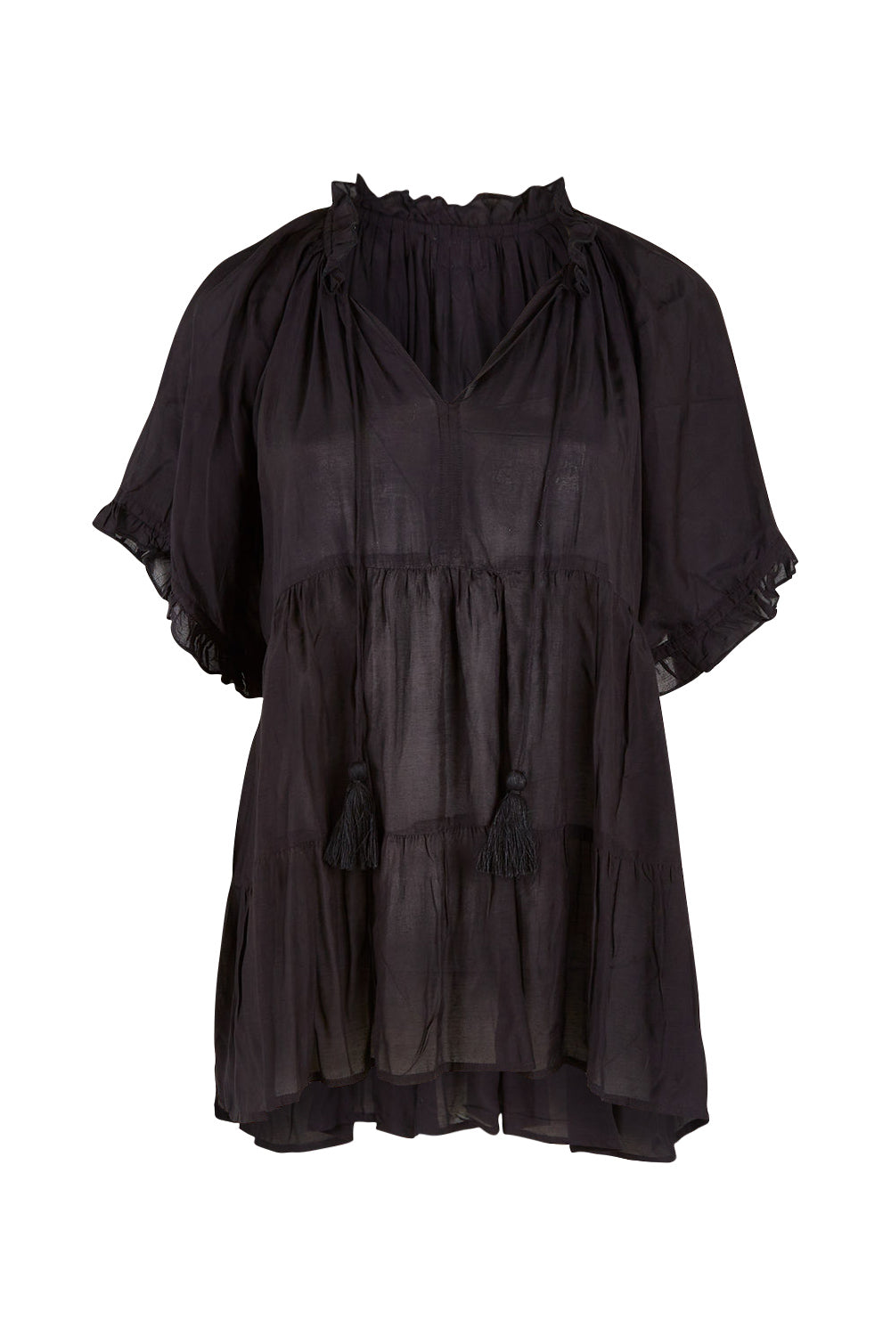 Product shot of the Matilda Top in colour Black (Black), from the front