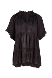 Product shot of the Matilda Top in colour Black (Black), from the front