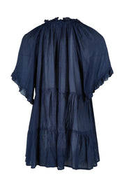 Product shot of the Matilda Top in colour Navy (Blue), from the back