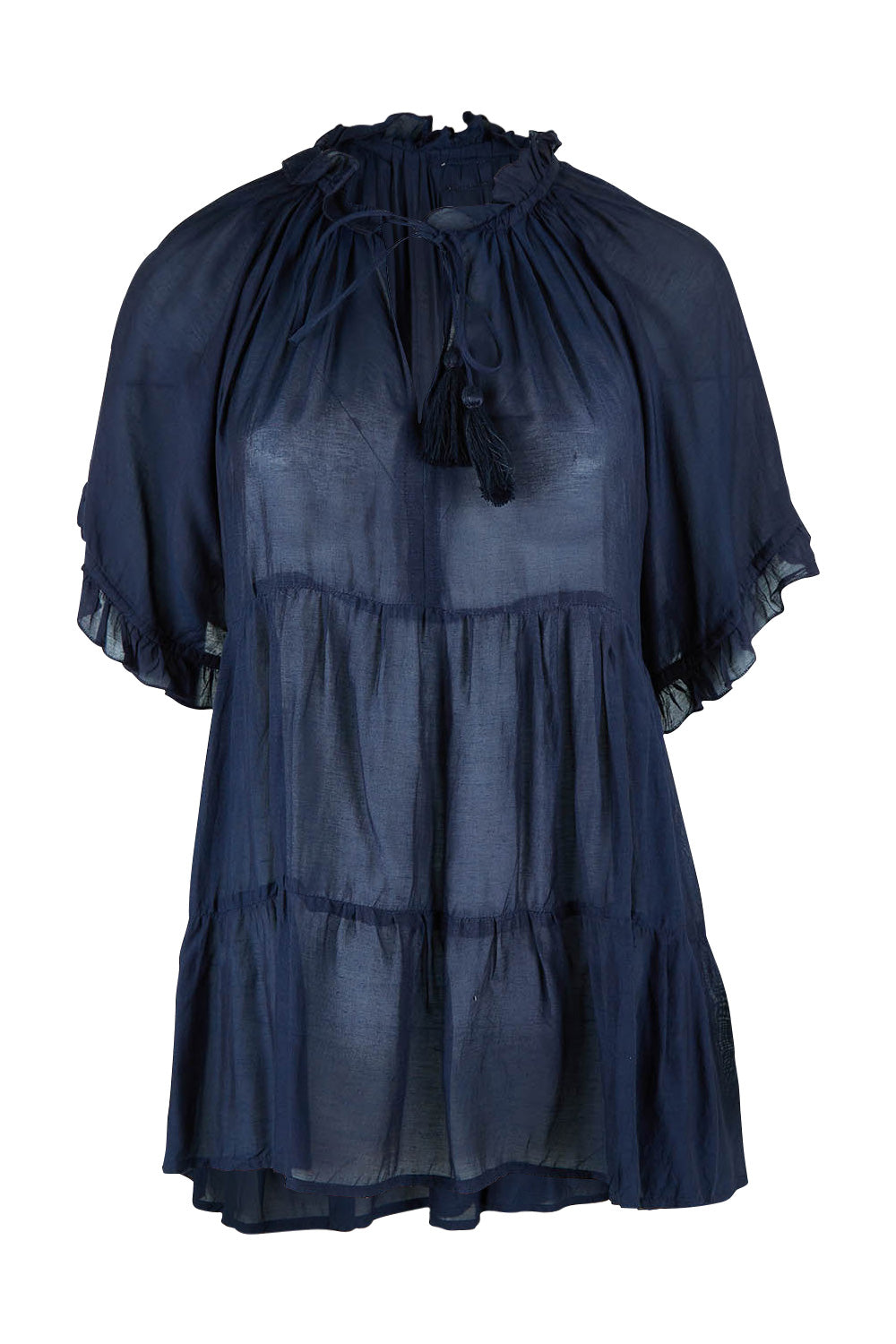 Product shot of the Matilda Top in colour Navy (Blue), from the front