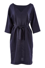 Preloved Linen Reversible Shift Dress - Ocean